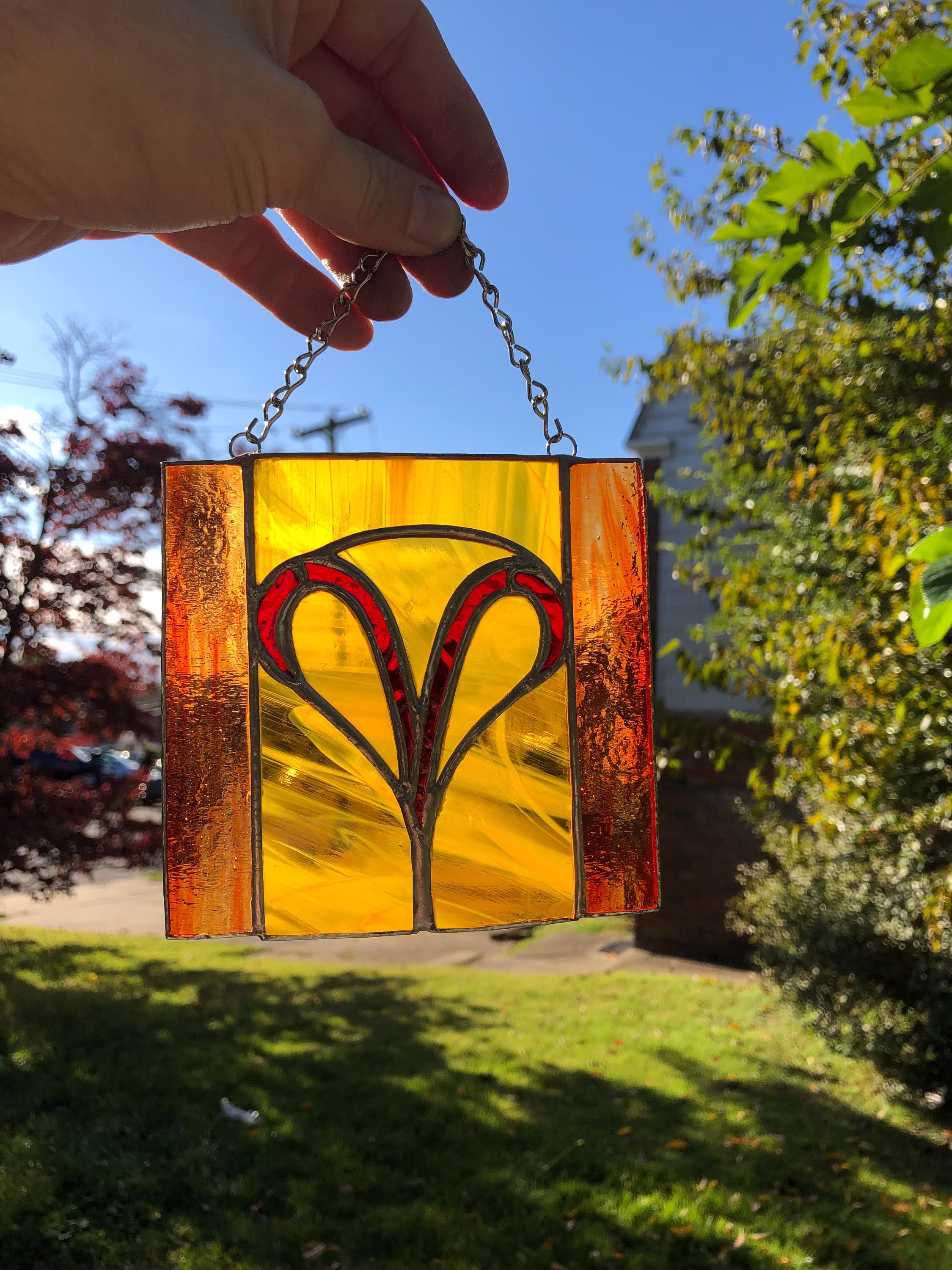 Aries Zodiac Symbol Stained Glass Suncatcher