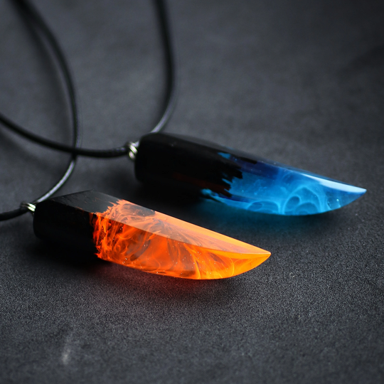 Matching Necklaces Birthday Gift Wood Resin Couple Necklace