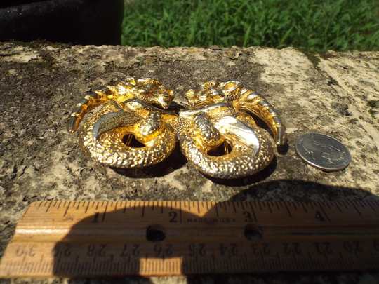 Wonderful Vintage Mi D N Gold Tone Double Ram Heads/ Capricorn Zodiac 1975 Belt Buckle