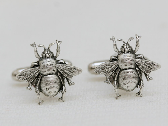 Bee Cufflinks Silver Plated Bees Vintage Inspired Style Gothic Victorian Men's Cuff Links Accessories Jewelry & Gifts