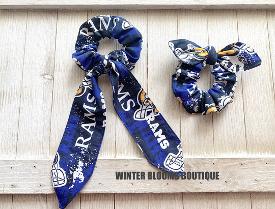 La Rams Scrunchies | Ponytail Holder Bow Bunny Scarf Football