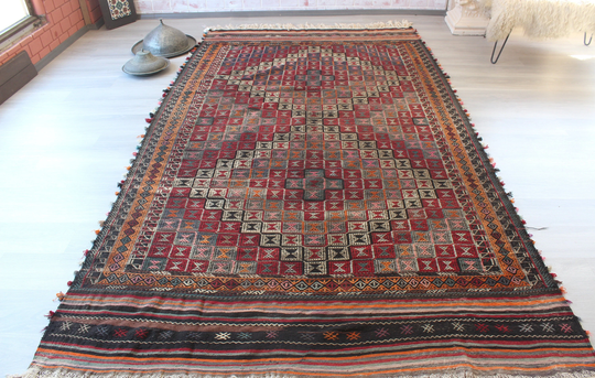 6'x11' Vintage Kilim Rug, Ethnic Large Anatolian Bohemian/N-971 6'x10'8" Feet