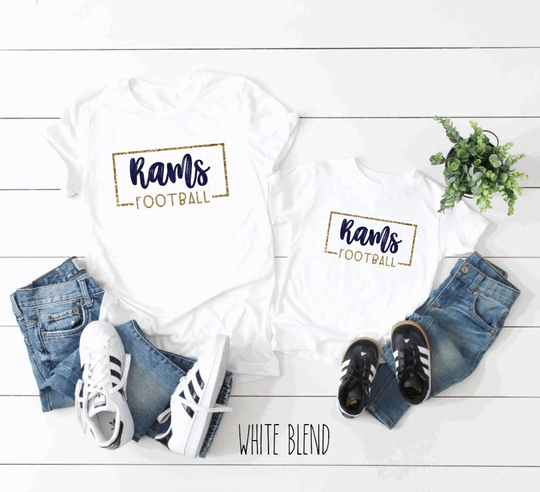 Rams Football Kids Glitter Matching Unisex Tee