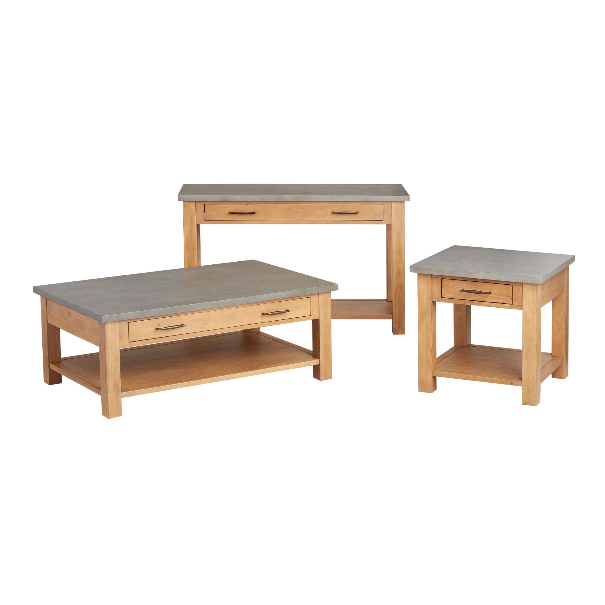 Faux Concrete and Wood Cordova Table Collection by World Market