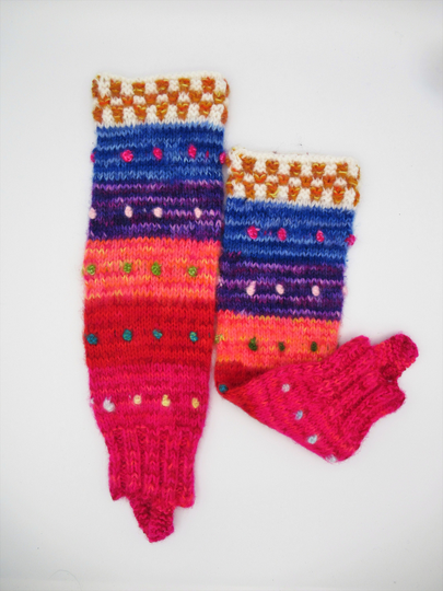 Alpaca Blend Leg Warmers Hand Knitted/Peruvian Warmer Dots/Polainas "Puntitos" From Peru
