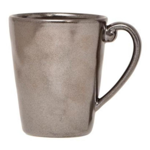 Juliska Pewter Stoneware Mug 4.75"L, 3.5"W, 4.5"H 11 oz
