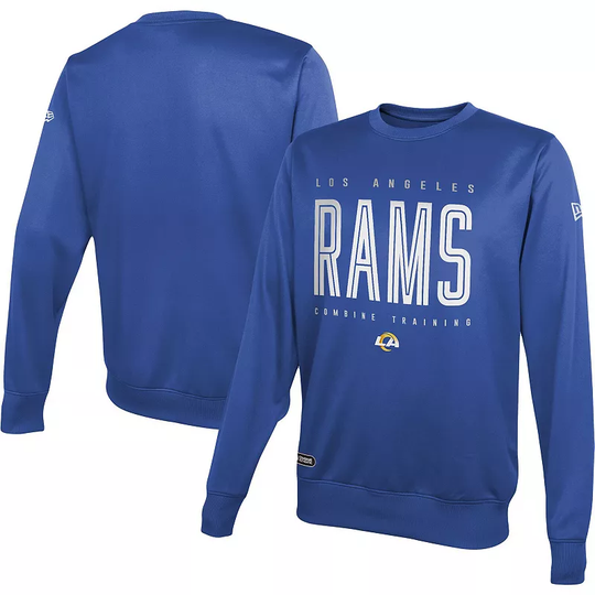 Men's New Era Royal Los Angeles Rams Combine Authentic Top Pick Pullover Sweatshirt, Size: Small, Blue