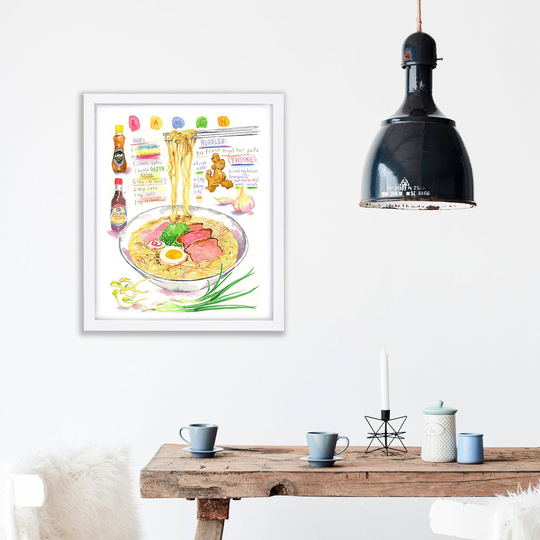 Ramen Print, Kitchen Wall Art, Asian Food Poster, Japanese Noodle Recipe Illustration, Watercolor Painting, Travel Artwork, Restaurant Decor