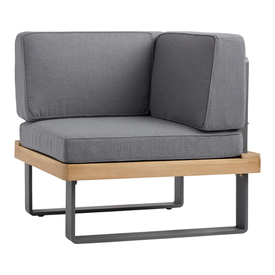 Gray Metal and Wood Alicante II Outdoor Patio Sectional Corner: Gray/Natural - Aluminum by World Market