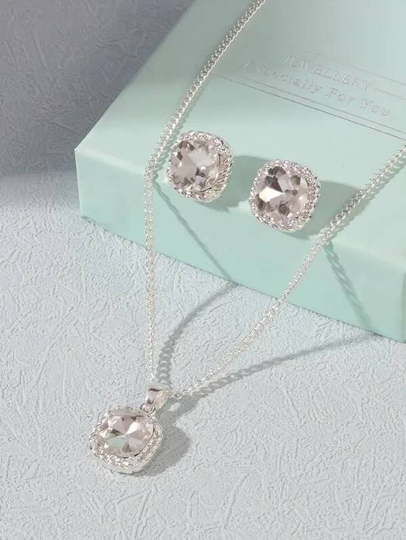 Crystal Rhinestone Necklace Set, Bridal Jewelry Birthday Gift For Her, Anniversary Gift, Bridesmaid