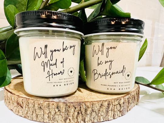 Will You Be My Bridesmaid Candle, Proposal Gift, Gift Ideas, Wedding Party Personalized Candle Label