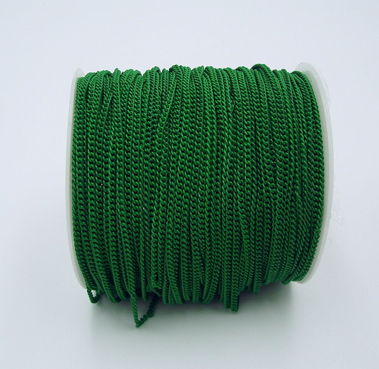 Green Electroplated Twist Curbe Chain Colored Chain-15 Ft