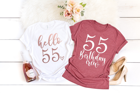 55Th Birthday Shirt, Hello 55 Crew Birthday, Gift, Party Shirt