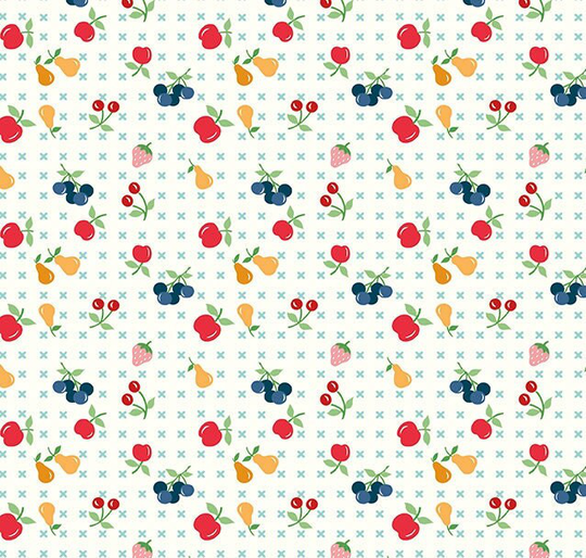 Cook Book Fruit Songbird, Lori Holt For Riley Blake, 1/2 Yard - Cut Continuously, C11760-Songbird