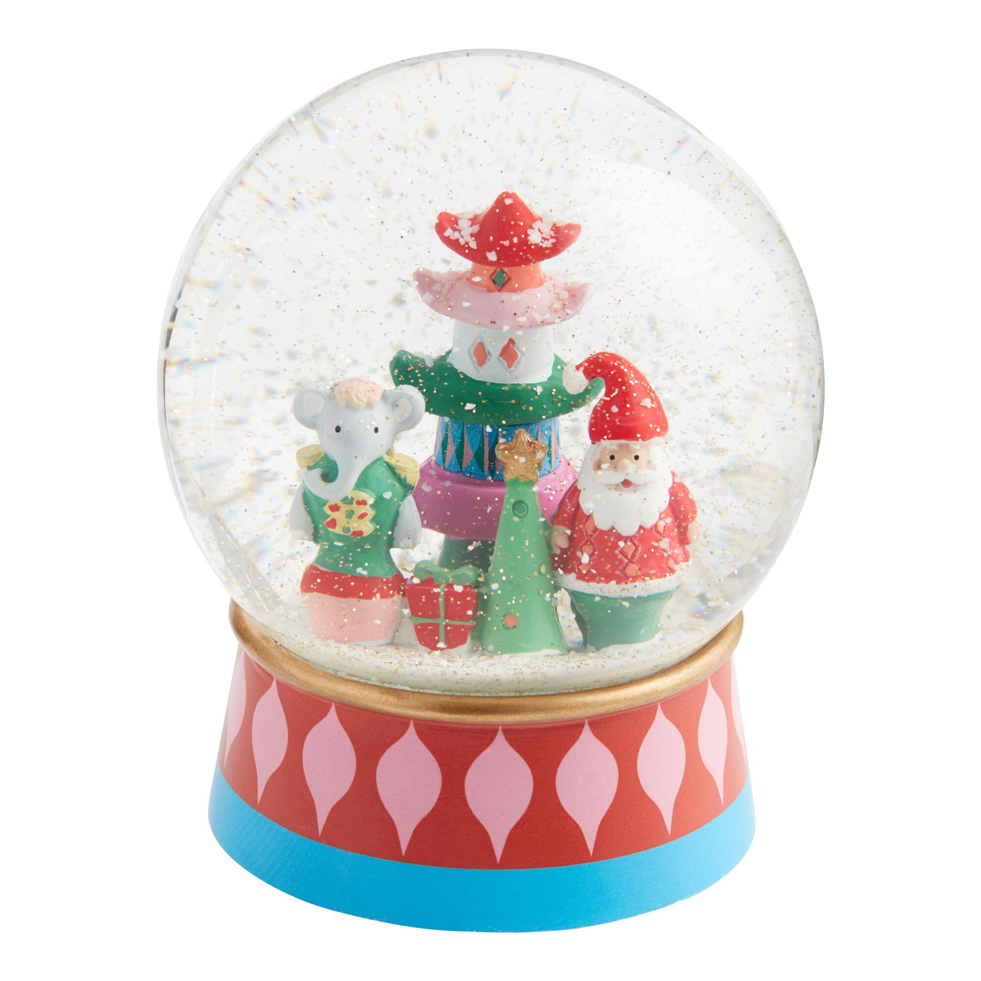 Large Holiday Icon Snow Globe: Red/Multi - Glass by World Market