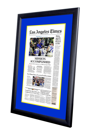 Framed Newspaper Cover - La Times Rams 2022 Nfl Super Bowl Mission Accomplished