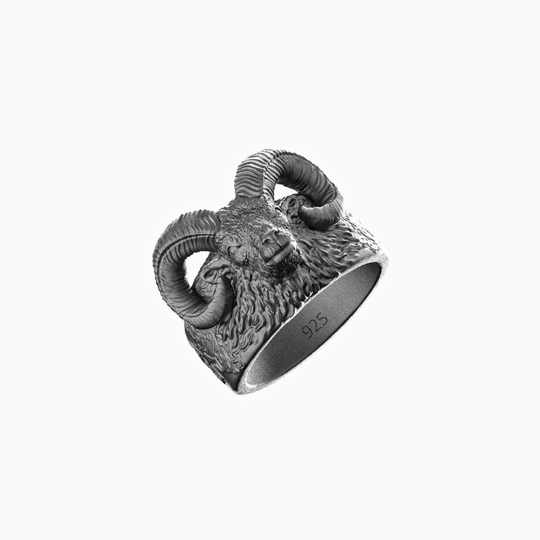 Mens Aries Ram Head Rings For Men Sterling Silver Ring Jewelry Man Unique Gift Him Boyfriend Antique