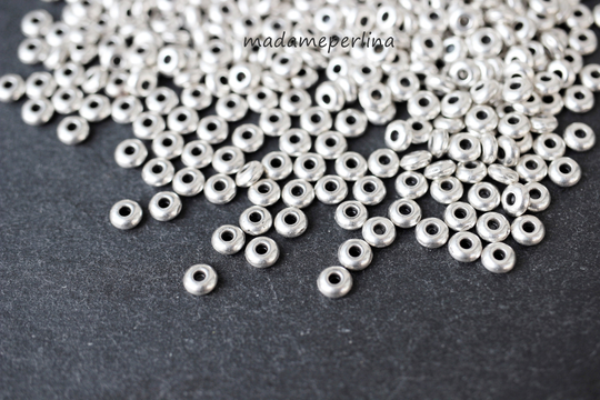 20 Spacer Beads Silver Plated Donut Ring Rondelles Turkish Jewellery Making Craft Findings Supply Mdla0553B