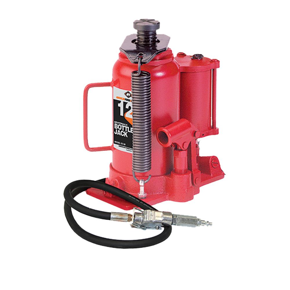 American Forge & Foundry Heavy Duty 12 Ton Air/Hydraulic Bottle Jack, Machine Hardened Steel Saddles, Centered Pumps and Rams | 5512B