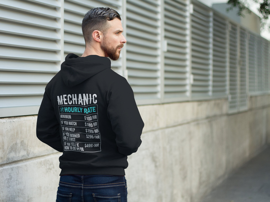 Mechanic Moto Dad Unisex Heavy Blend Hooded Sweatshirt | Front Name & Number Back Hoodie Personalized Motocross