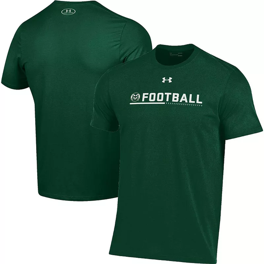 Men's Under Armour Green Colorado State Rams 2022 Sideline Football Performance Cotton T-Shirt, Size: XL, CST Green