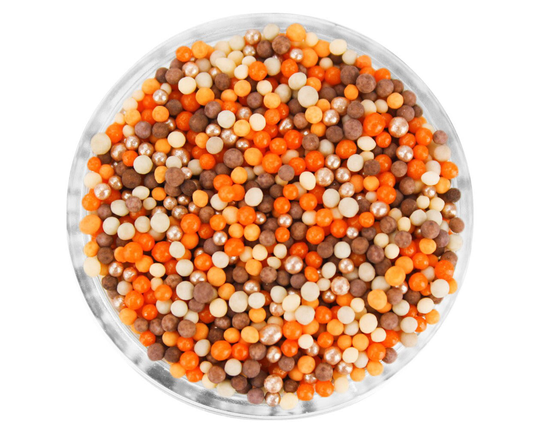 Pumpkin Spice Non-Pareils Blend - Our Pumpkin Spice Blend Is A Mix Of Tiny Non-Pareils in Brown, Orange, Latte, Peach & Pearly Rose Gold