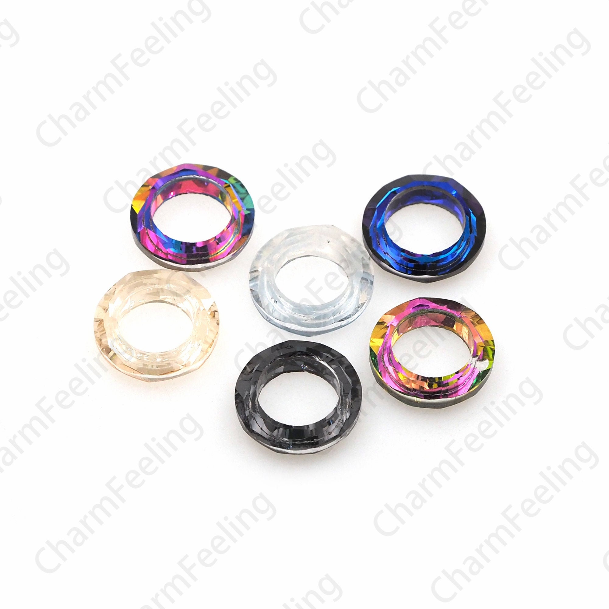 84Pcs Ring Pendant, Round 4139 Crystal Necklace, Ab, Multi-Color Optional, Diy Bracelet Necklace Accessories