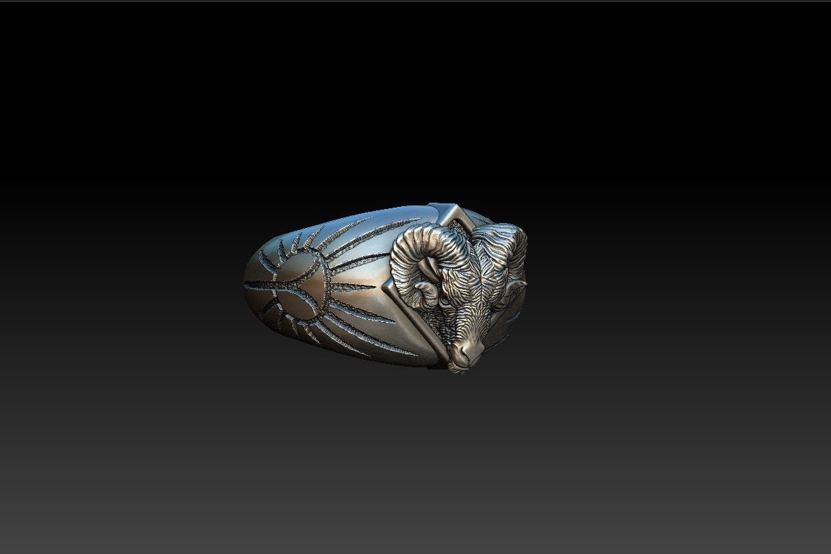 Ram Ring Sheep Jewelry Signet Animal Aries Unique Handcrafted Jewelry Large