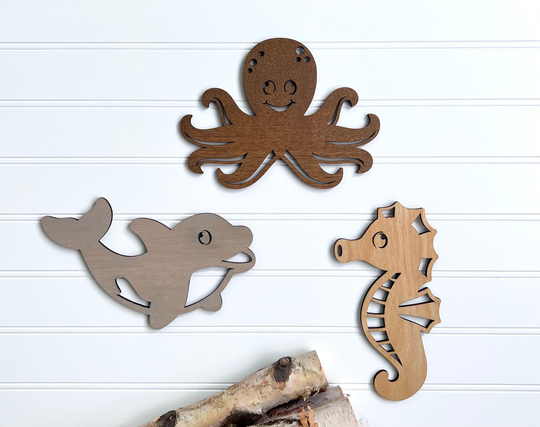 Under The Sea Set Of 3 Kids Wall Art Decor | Nursery Room Animal Whale Dolphin Life Marine Nautical