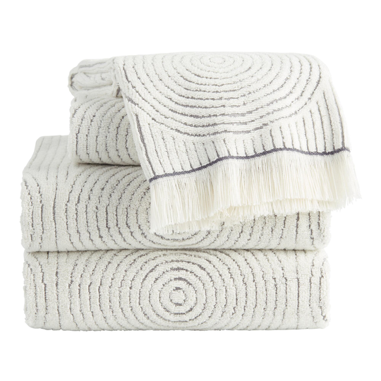 Gray and Off White Sculpted Spiral Morgan Towel Collection by World Market