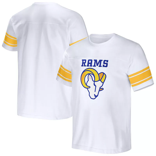 Men's NFL x Darius Rucker Collection by Fanatics White Los Angeles Rams Football Striped T-Shirt, Size: Large