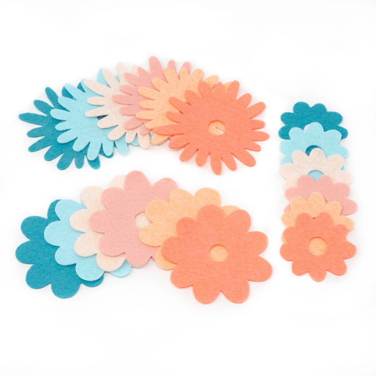 36 Abby Wool Blend Felt Die Cut Applique Flowers - Tropical Island Colors