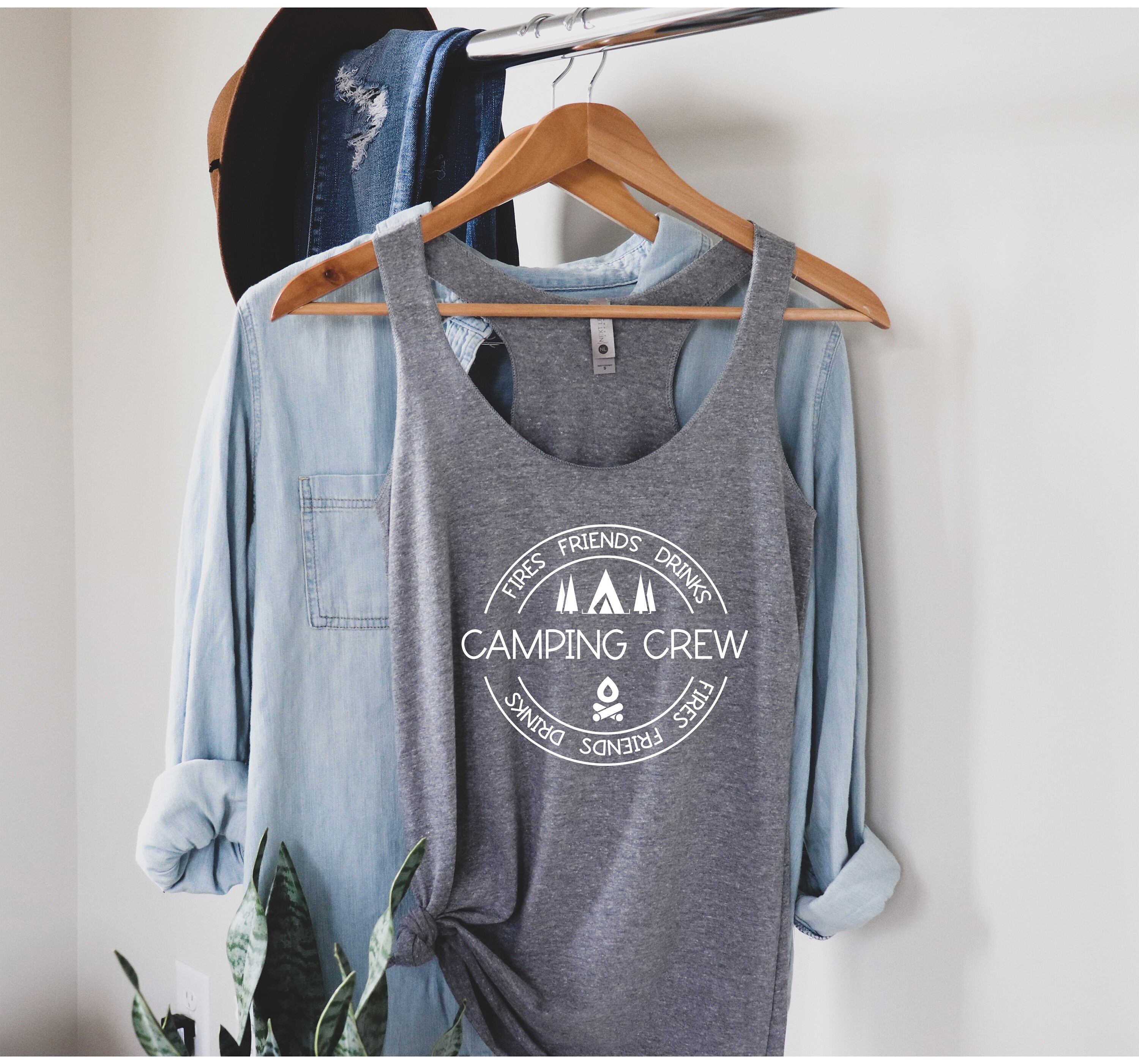 Womens Camping Crew Racerback Tanks Group Tank Tops Family Trip Bachelorette