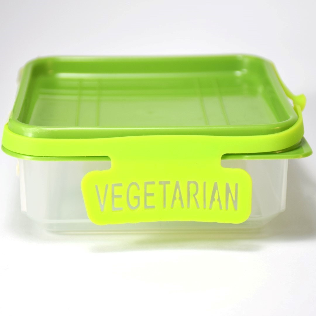 Vegetarian Lunchbox Note, Tag & Label. Silicone Tags For Lunchbox Diaper Bag. Pack Of 2 Units