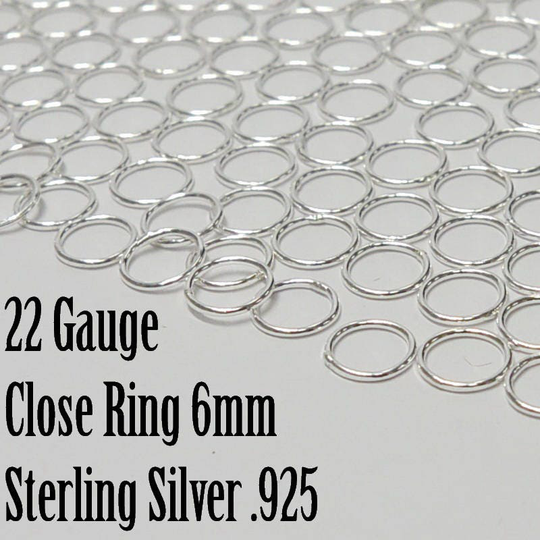sterling Silver Close Ring, 22 Gauge, 6mm Od, Sold in Packs Of 30, Bulk Savings Available