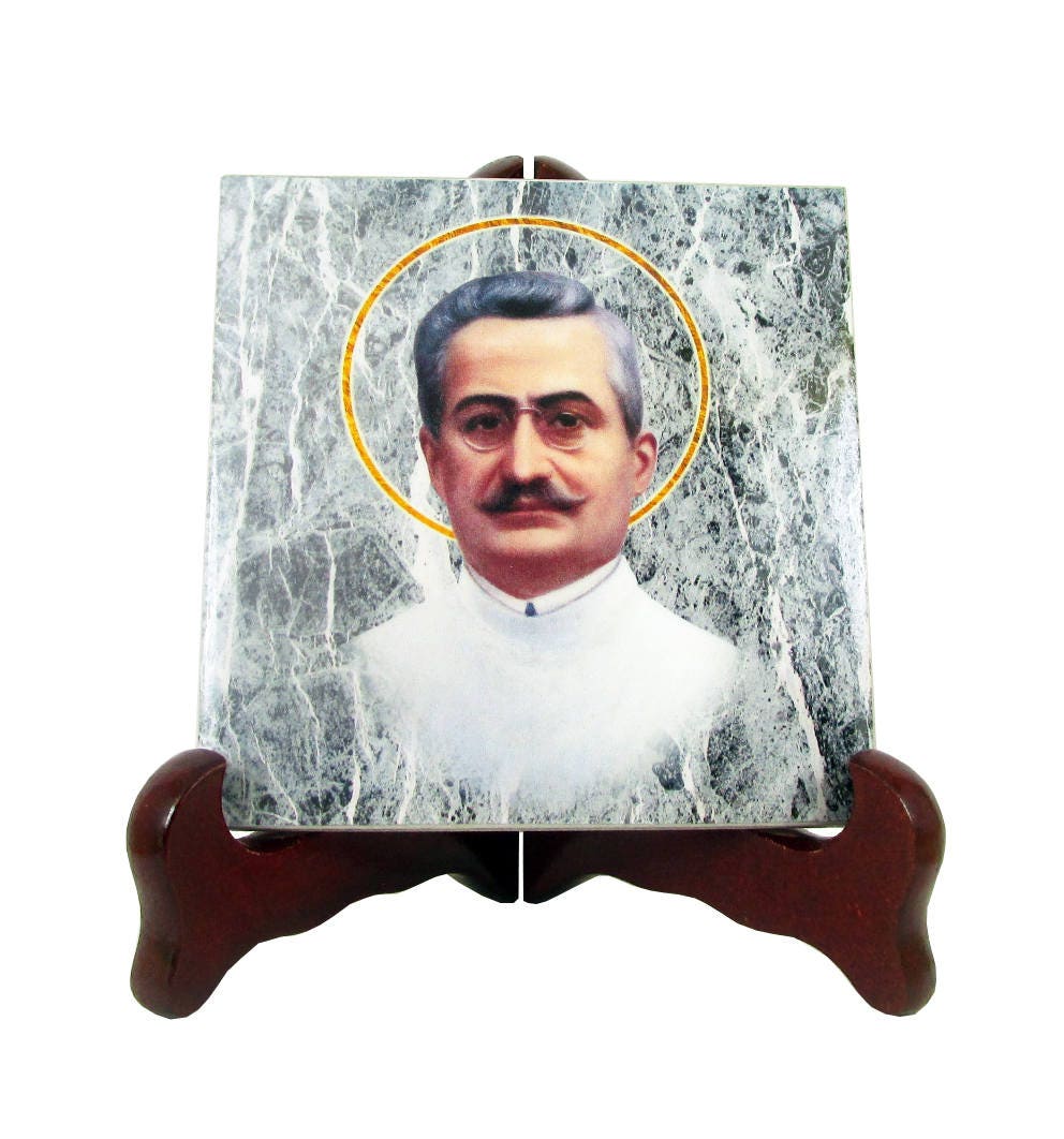 Saint Giuseppe Moscati - Collectible Ceramic Tile Handmade in Italy Catholic Gift For Doctor St Doctors