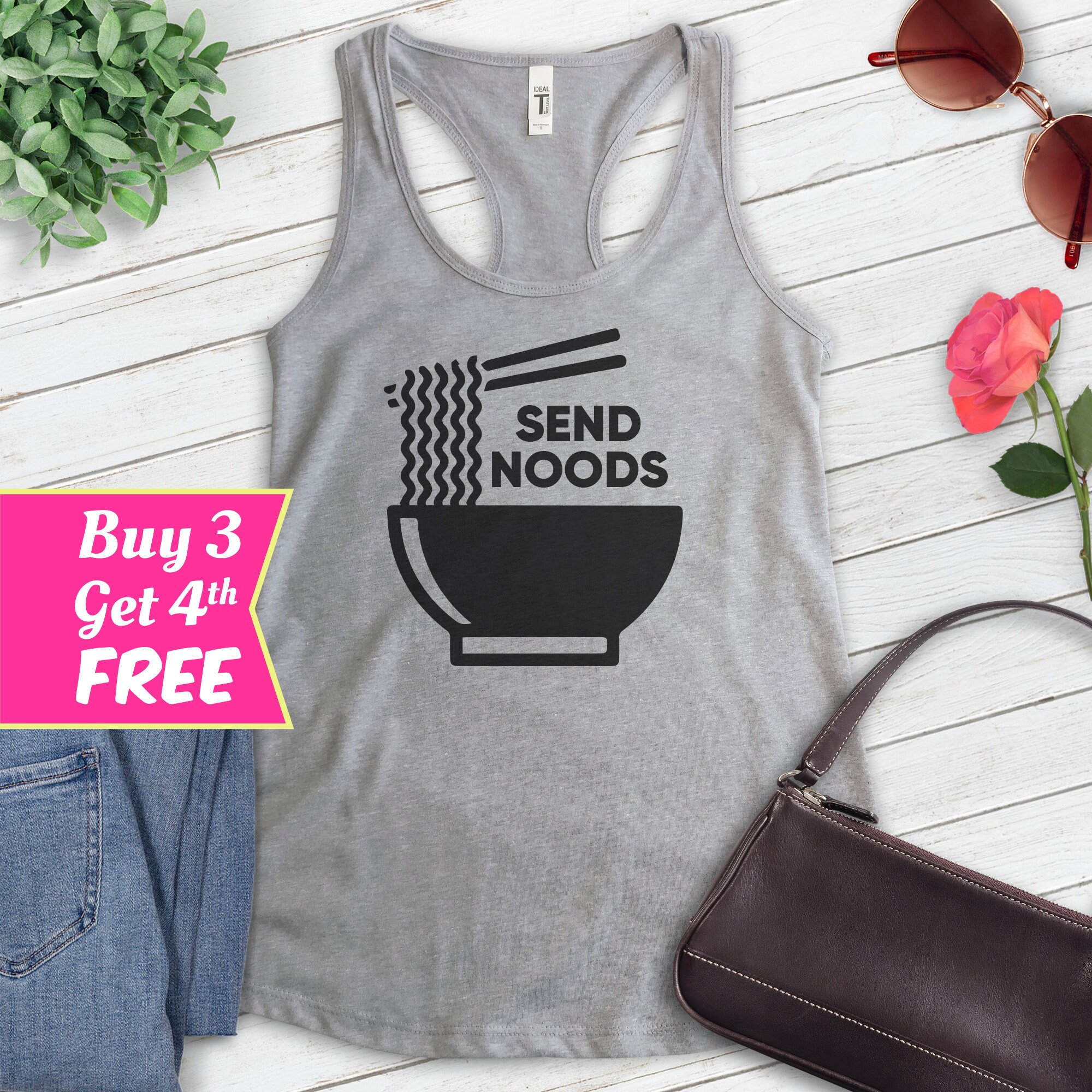 Send Noods Ramen Tank Top, Ladies Racerback, Funny Noodles Tank, Noodle