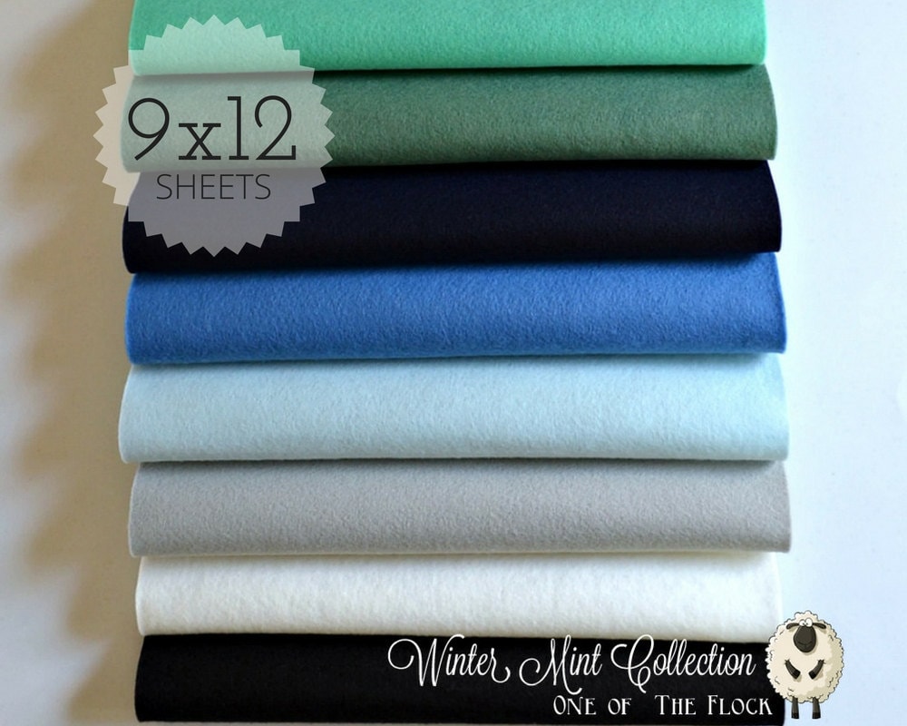 Winter Mint Felt Collection, Wool Blend Felt, Sheets, Fabric, Fabric Bundles, Winter