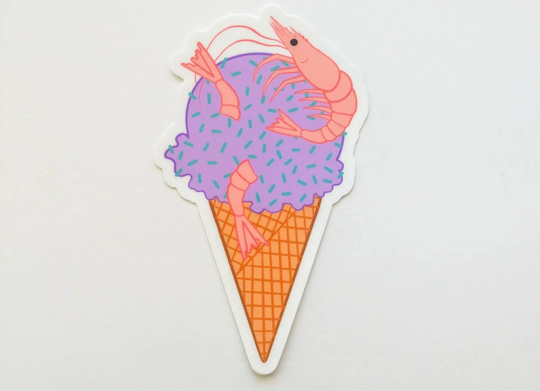 Shrimp Ice Cream Die-Cut Sticker
