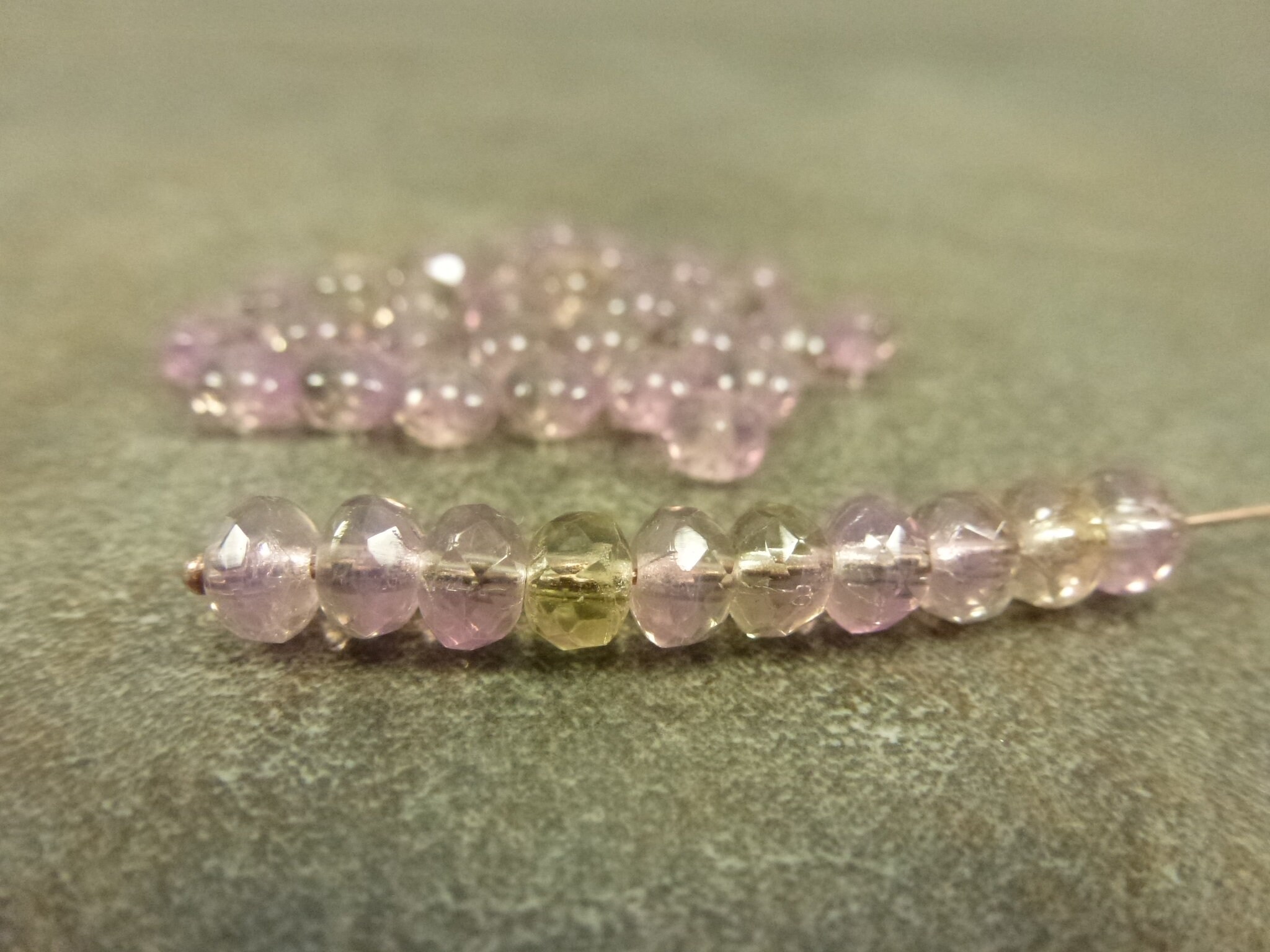 Pink Opal & Black Diamond Blend Two-Tone Gem Cut Rondelle Czech Glass Firepolish Beads 5x3mm 50Pc Faceted