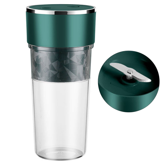 350ml Portable Juicer with Two Blades USB Charging Smoothie Blender Mini Food Processor Electric Juicer Fruit Juicing Cup Kitchen Supplies - green, 1