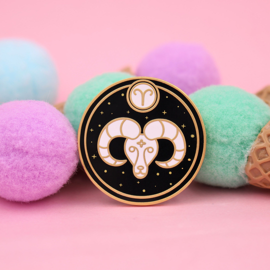 Aries Astrological Sign Pin - Star/Astrology Enamel Pins, Lapel Pins For Birthday Gift