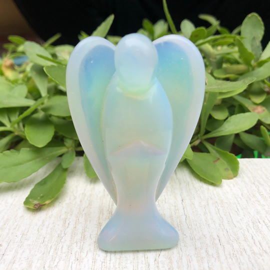 3Inches Opal Quartz Crystal Angel Hand Carved Specimen Gifts 1Pc