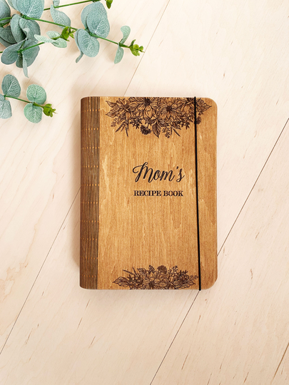 Recipe Binder, Mothers Day Gift, Wooden Recipe Book, Personalized Binder Cookbook, Family Recipes, Gift For Mom From Daughter, Kitchen