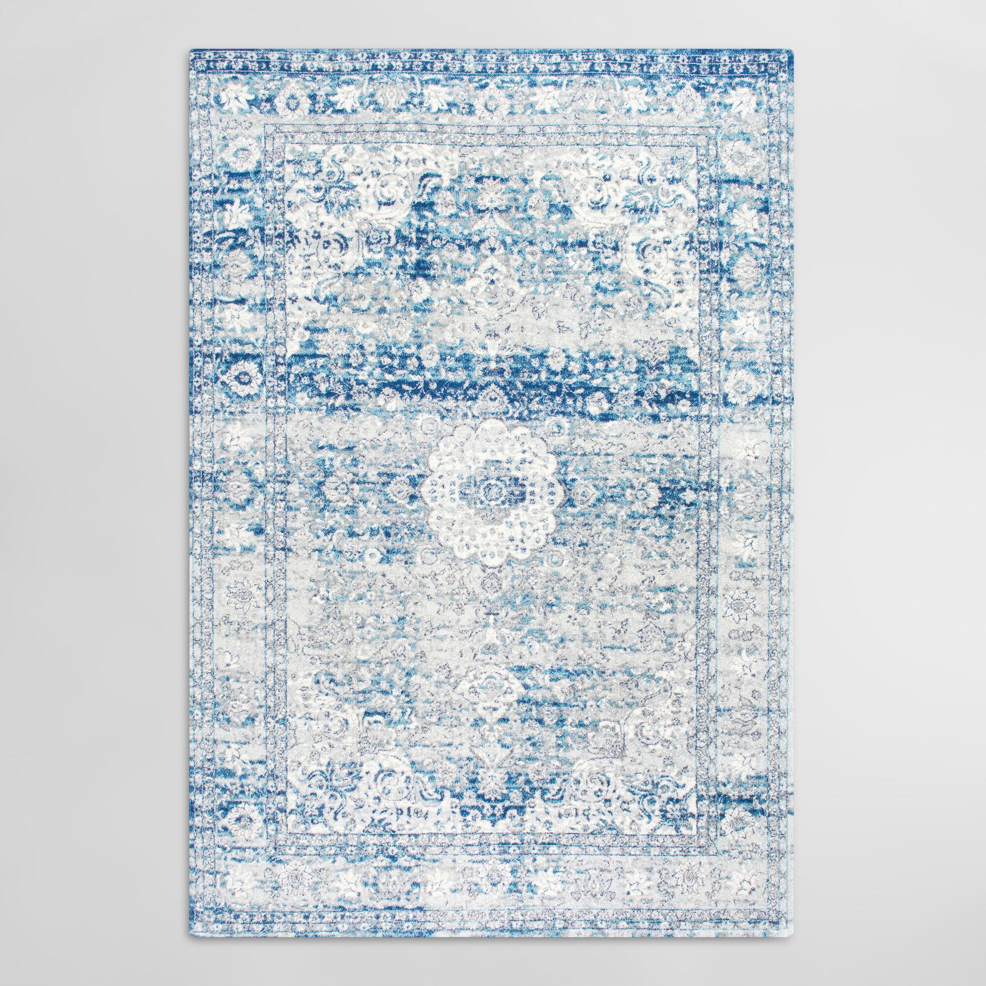 Blue Medallion Charlotte Area Rug - Polypropylene - 5' x 8' by World Market