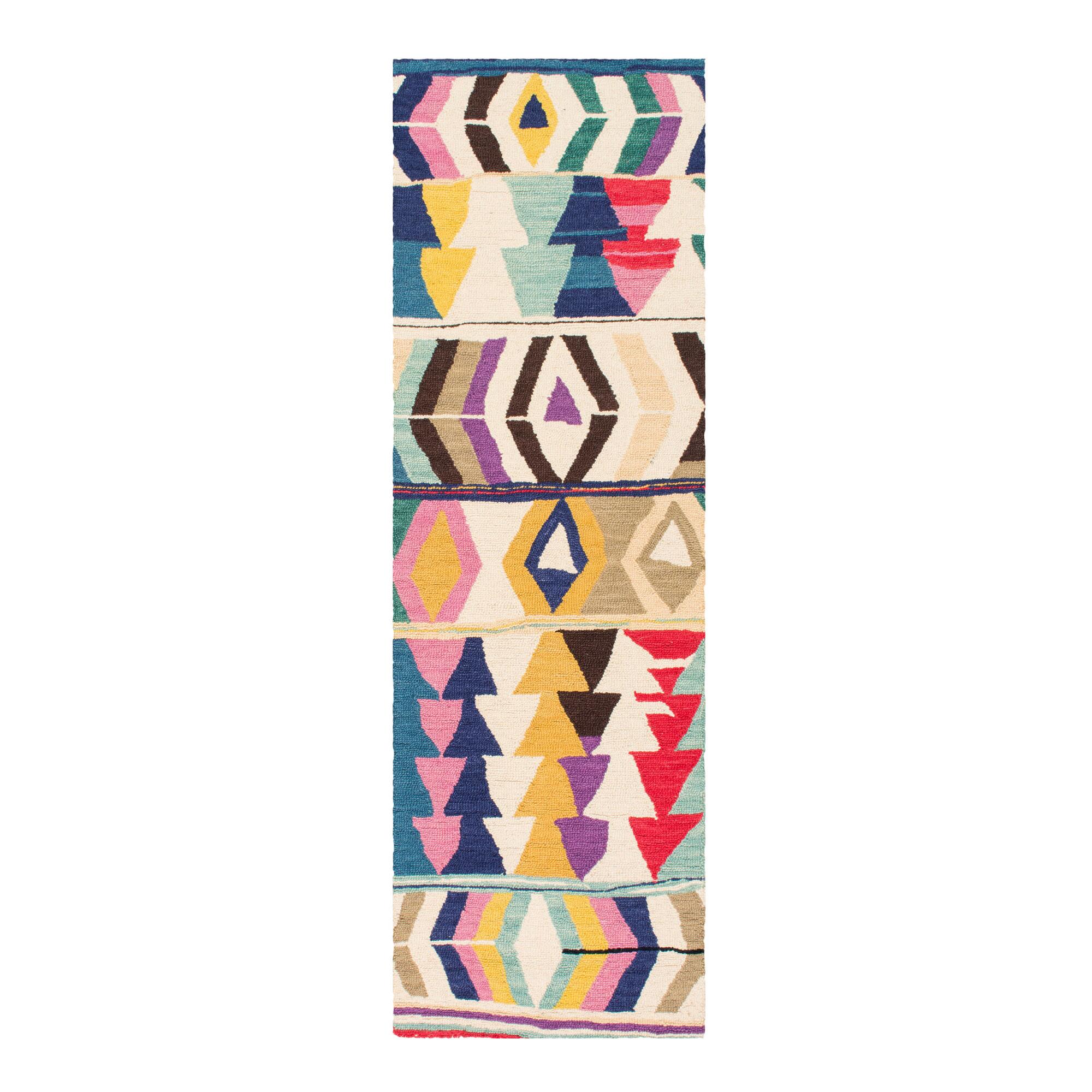Multicolor Abstract Wool Agadir Floor Runner by World Market