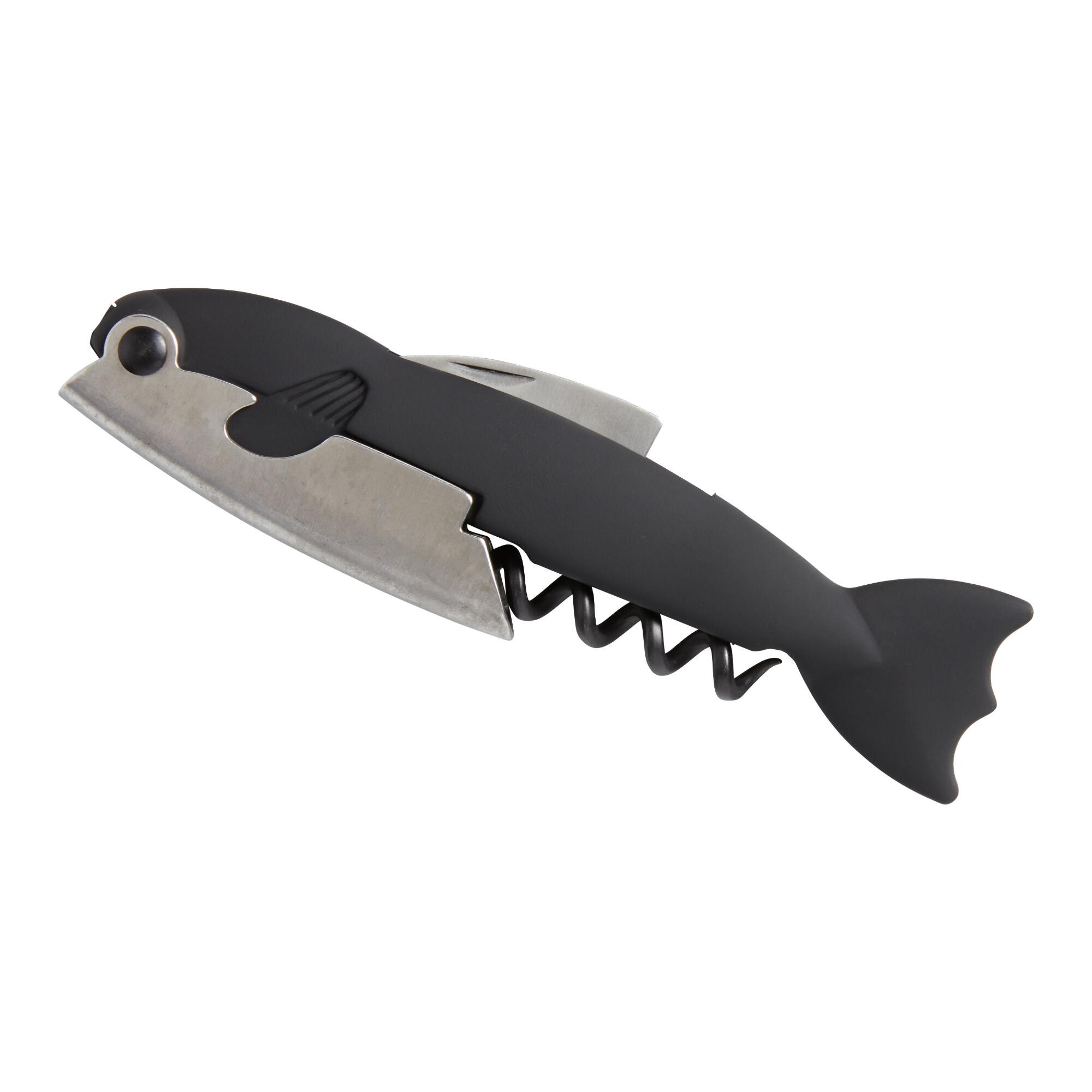 Fred The Cast Off Fish Corkscrew and Bottle Opener: Black by World Market