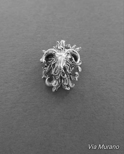 Limited Edition Sterling Silver Ram's Head Aries Charm Measuring 26mm X21mm. Weight Of Is 5.02 Grams. Made in Usa