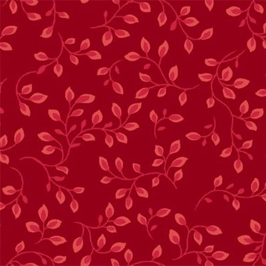 End Of Bolt Red 18" X 108" Wide Folio Blender Quilt Backing Cotton Fabric, Henry Glass 100% Vines 7882-88