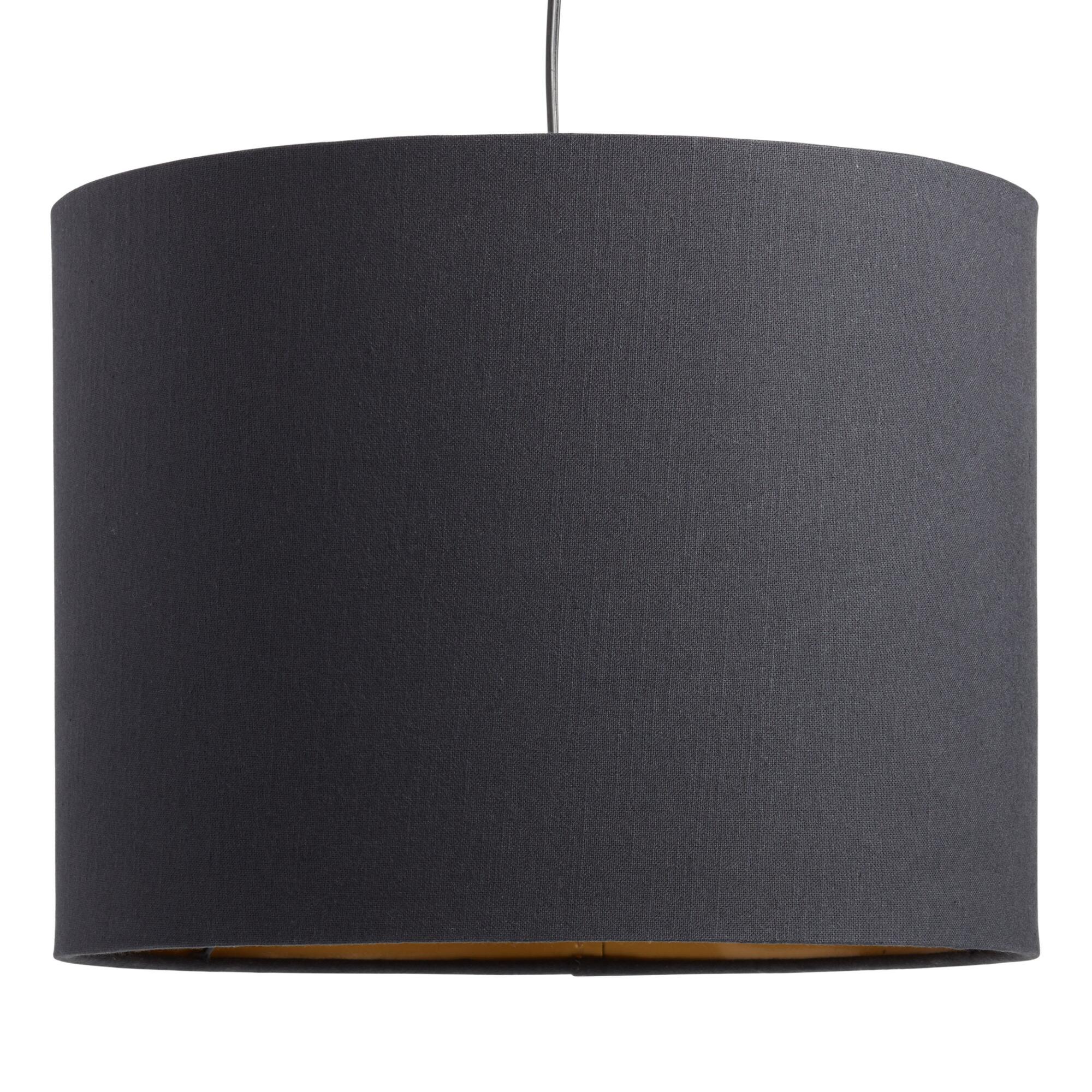 Black Linen Drum Table Lamp Shade with Gold Lining by World Market